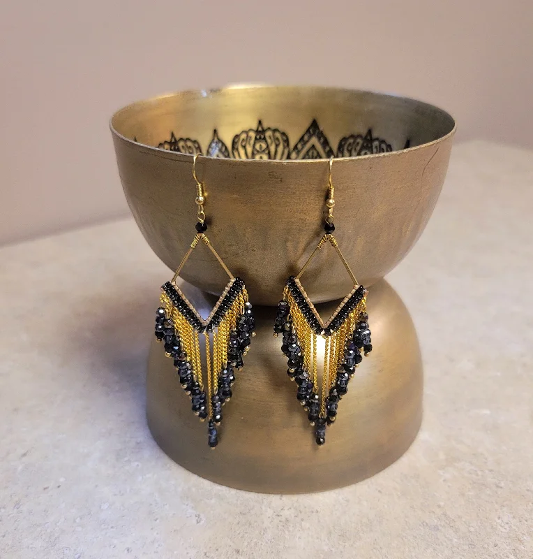 Women’s classy earrings-Black Fabulous Fringe Earrings