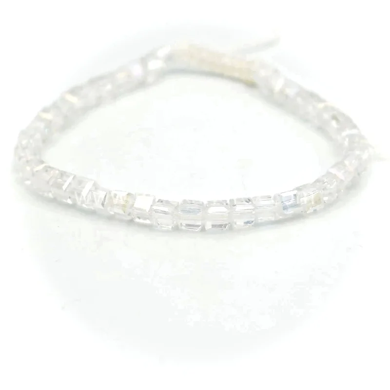 Women’s gold bangle-FROSTED SNOW - Cube Accent Bracelet