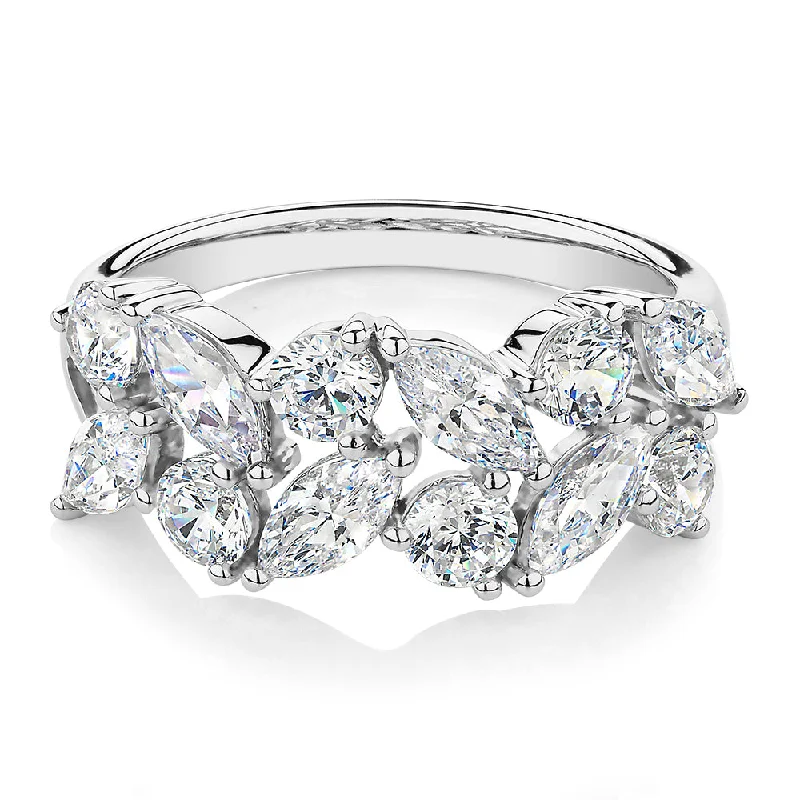 Women’s wedding rings-Dress ring with 3.36 carats* of diamond simulants in 10 carat white gold