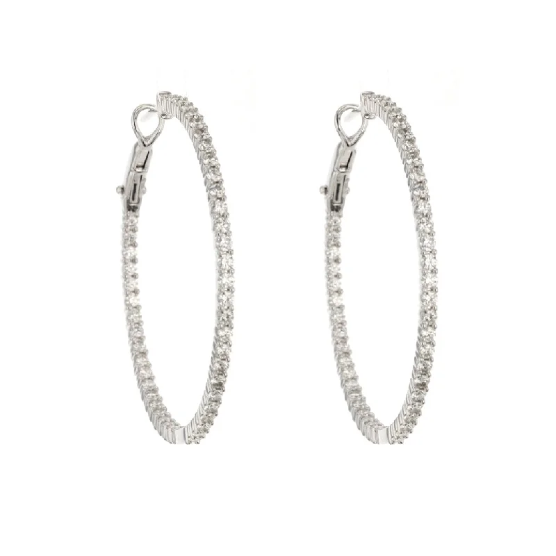 Women’s stud-drop earrings-2.93 ctw Diamond 1.50" Inside-Out Hoop Earrings | M10275494