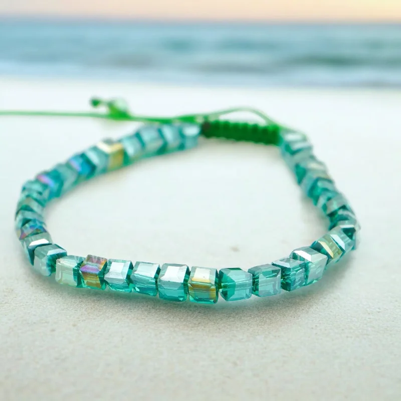 Women’s infinity bracelet-PRETTY PARAKEET - Cube Bead Accent Bracelet