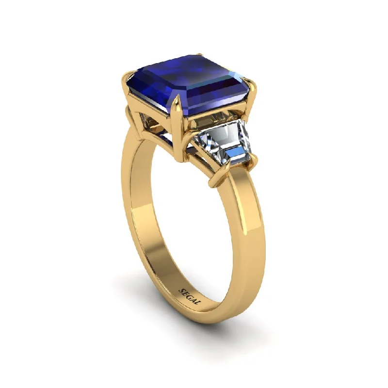 Women’s vintage-inspired engagement ring-Three Stone Sapphire Engagement Ring - Bethany No. 13