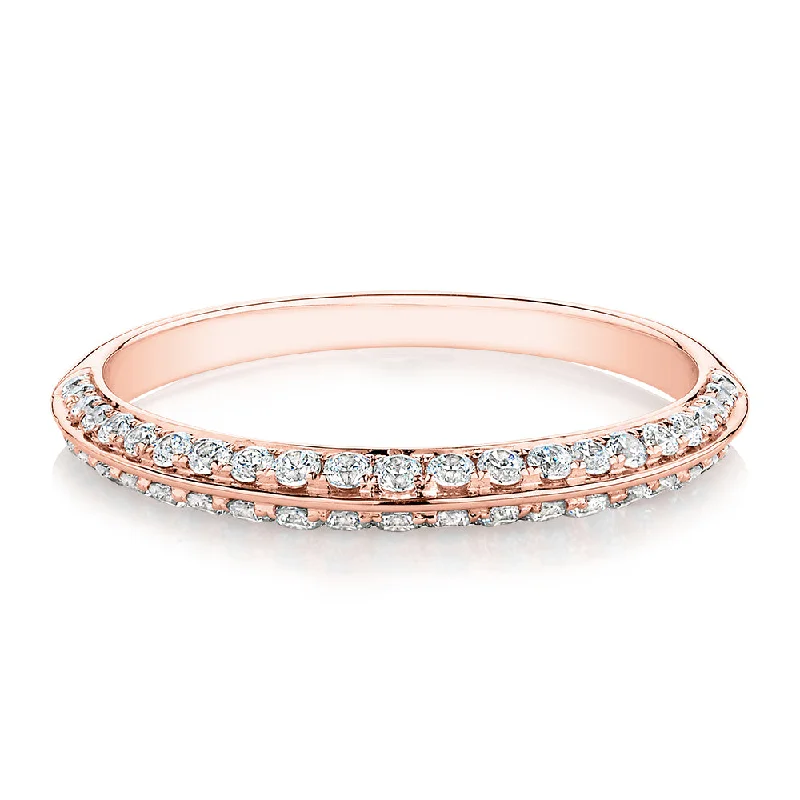 Women’s fashion rings-Wedding or eternity band with 0.35 carats* of diamond simulants in 14 carat rose gold