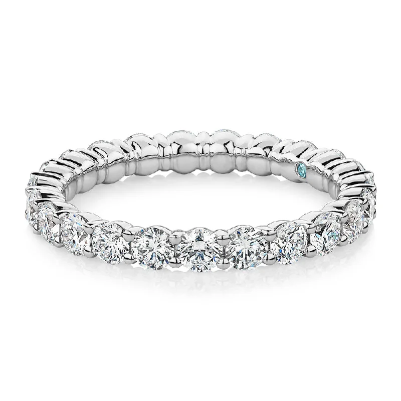 Women’s handmade rings-Premium Lab-Grown Diamond, 1.86 carat TW round brilliant all-rounder wedding or eternity band in platinum