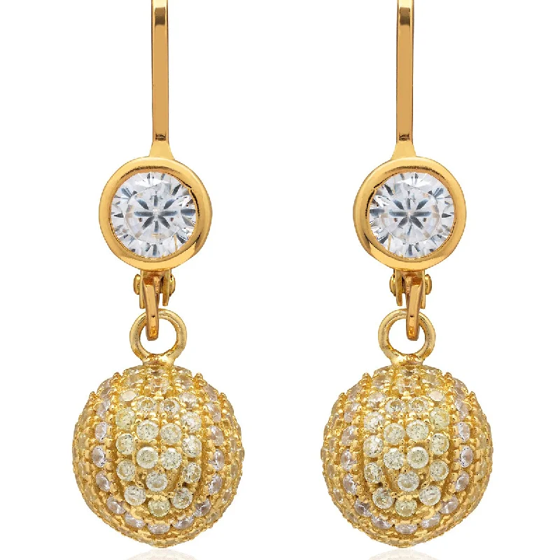 Women’s unique hoop earrings-CZ Pave Tennis Ball Earrings