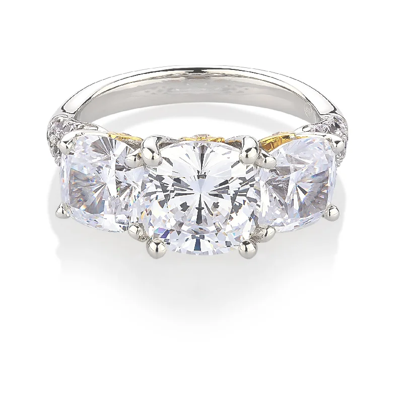 Women’s fancy rings-Synergy dress ring with 5.41 carats* of diamond simulants in 10 carat yellow gold and sterling silver