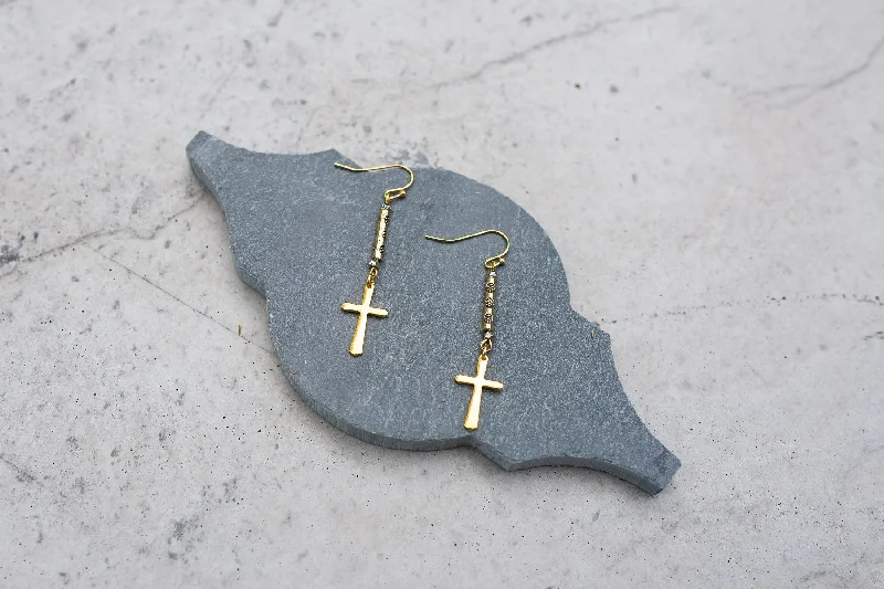 Women’s premium earrings-Beaded Cross Earrings