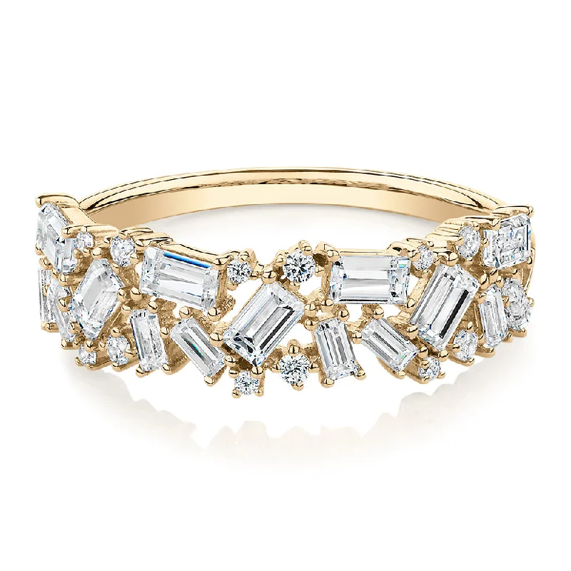 Women’s promise rings-Dress ring with 1.03 carats* of diamond simulants in 10 carat yellow gold