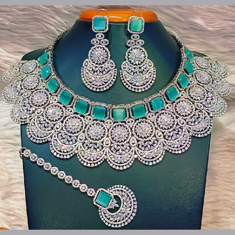 Women’s affordable necklaces-Jain Jewellers Silver Plated AD Necklace Set