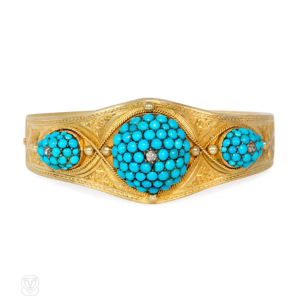 Women’s infinity bracelet-Antique gold and pavé turquoise bracelet