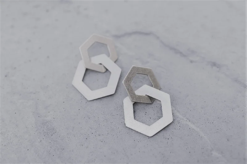 Women’s fashionable earrings-Silver Duo Geometric Earrings