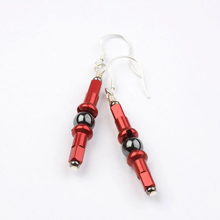 Women’s dangling earrings-Double Nipple & Hematite Earrings