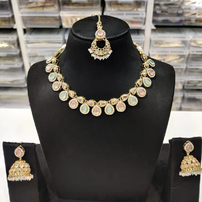 Women’s diamond pendant necklaces-Anjali Jewellery Gold Plated Crystal Stone Necklace Set