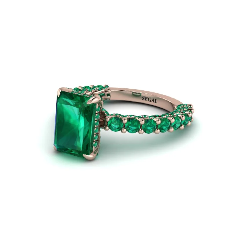 Women’s diamond wedding ring-Vintage Radiant Cut Emerald Engagement Ring - Renee No. 20