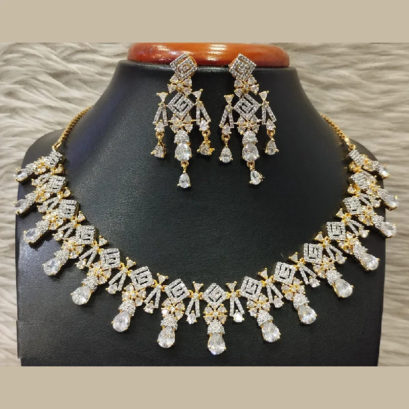 Women’s luxury gemstone necklaces-Jain Jewellers Gold Plated AD Necklace Set