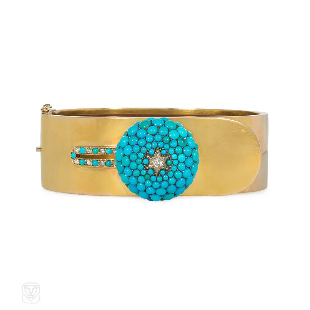 Women’s silver cuff bracelet-Victorian gold and turquoise buttoned cuff bracelet