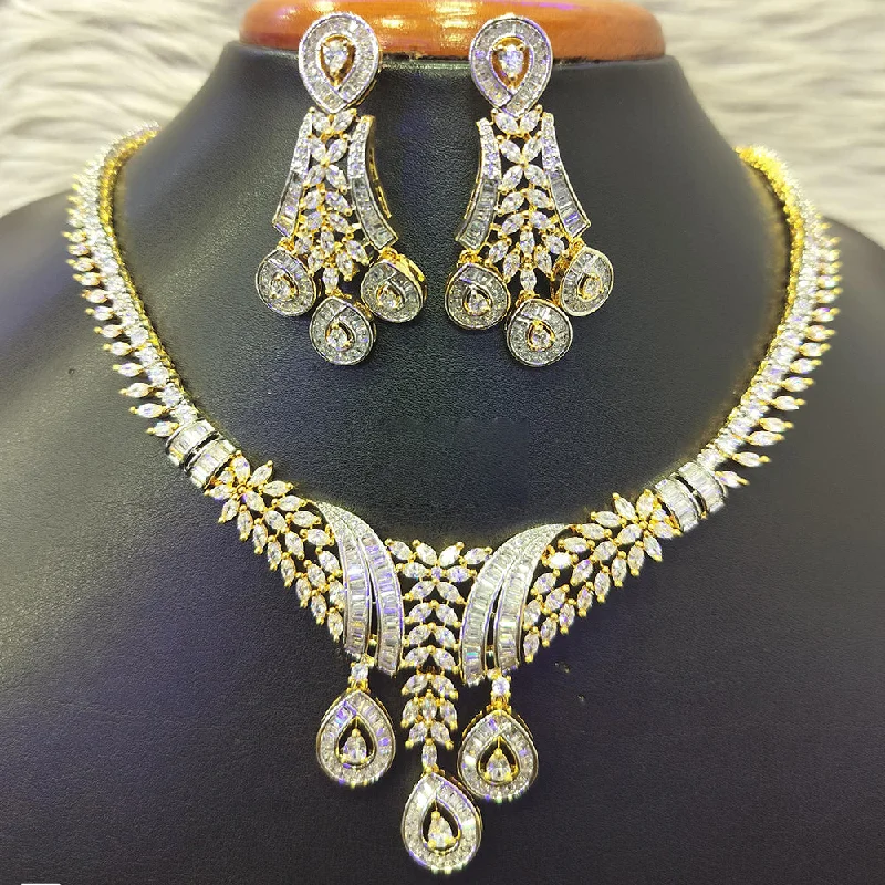 Women’s gold-plated necklaces-Jain Jewellers Gold Plated AD Necklace Set