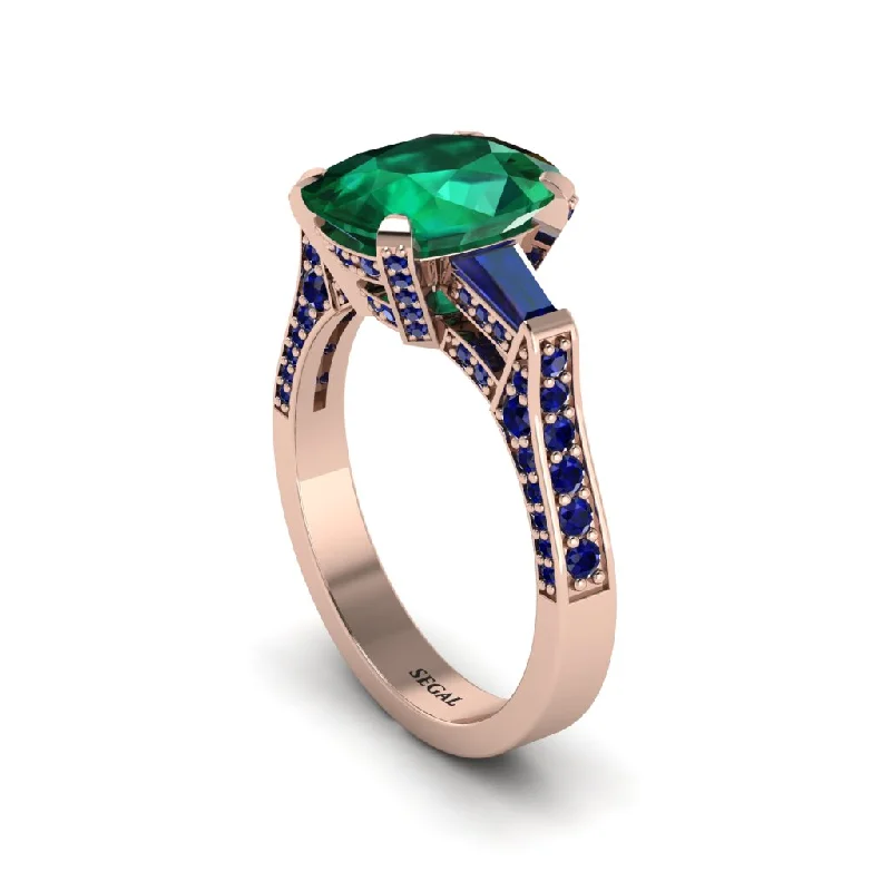 Women’s radiant engagement ring-Exclusive Handmade Emerald Geometrical Engagement Ring - Yolanda No. 65