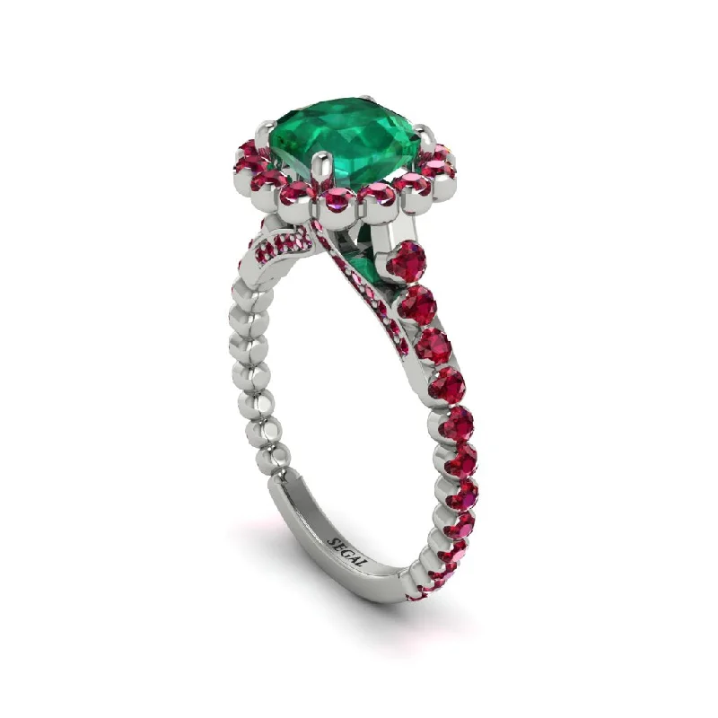 Women’s personalized engagement ring-Modern Emerald Cushion Cut Engagement Ring - Uma No. 51