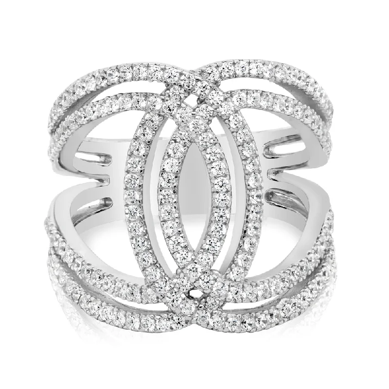 Women’s round-cut engagement rings-Dress ring with 0.82 carats* of diamond simulants in sterling silver