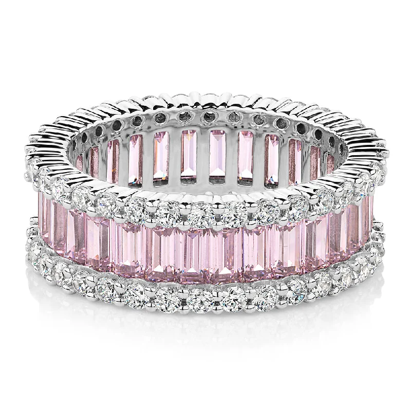 Women’s flower-shaped rings-All-rounder eternity band with 5.40 carats* of diamond simulants in 10 carat white gold