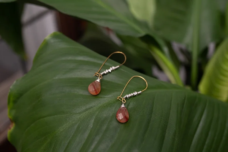 Women’s floral drop earrings-Red Agate Droplet Earrings