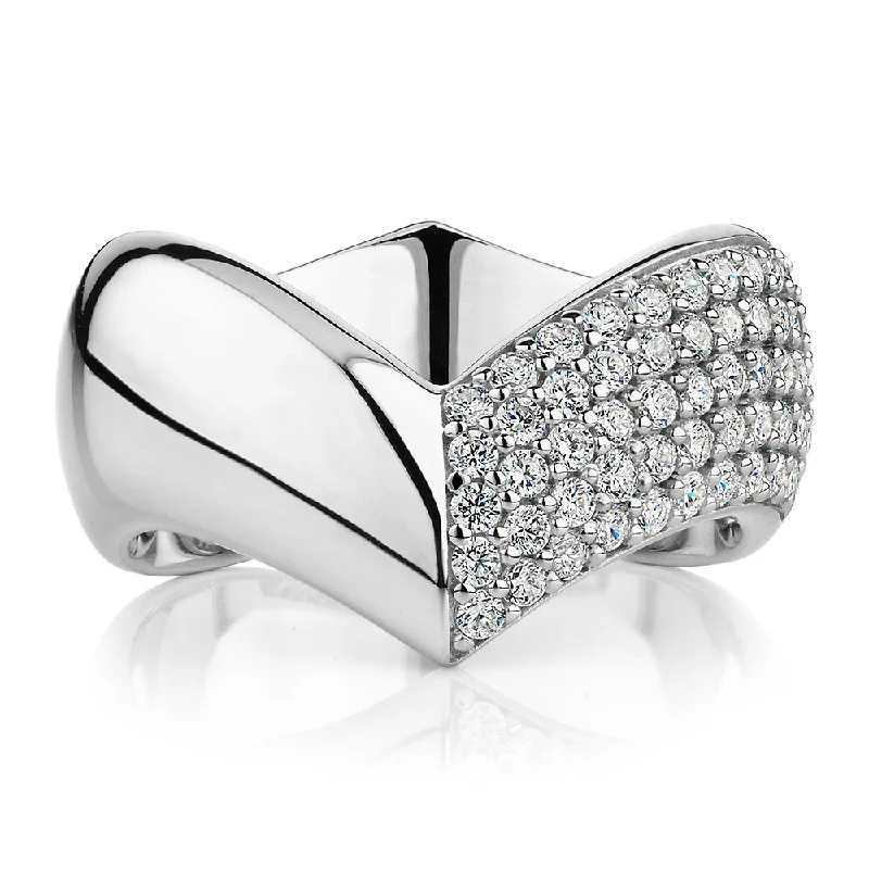 Women’s cocktail diamond rings-Dress ring with 0.55 carats* of diamond simulants in sterling silver