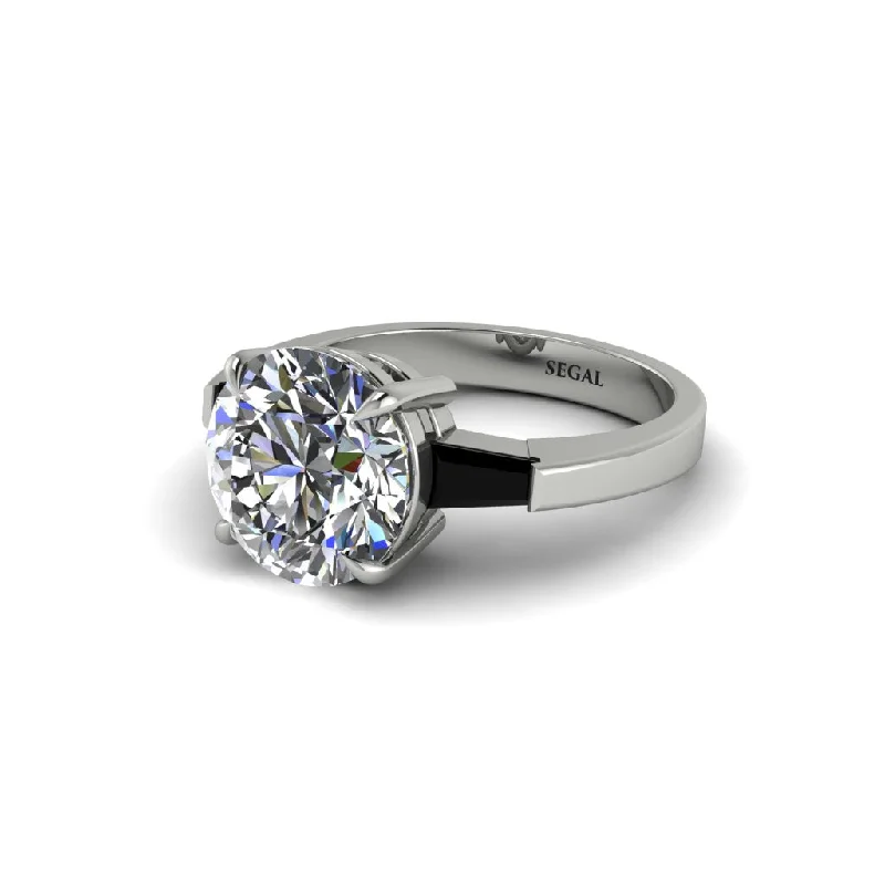 Women’s bold engagement ring-3 Stone Round Cut Diamond With 2 Baguettes Engagement Ring - Gwendolyn No. 33