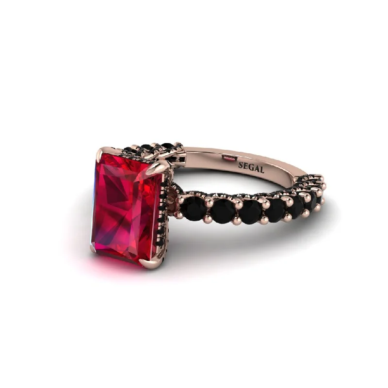 Women’s vintage diamond engagement ring-Vintage Radiant Cut Ruby Engagement Ring - Renee No. 41