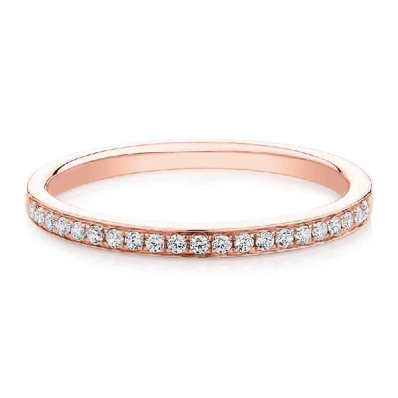 Women’s elegant rings-Round Brilliant wedding or eternity band in 14 carat rose gold