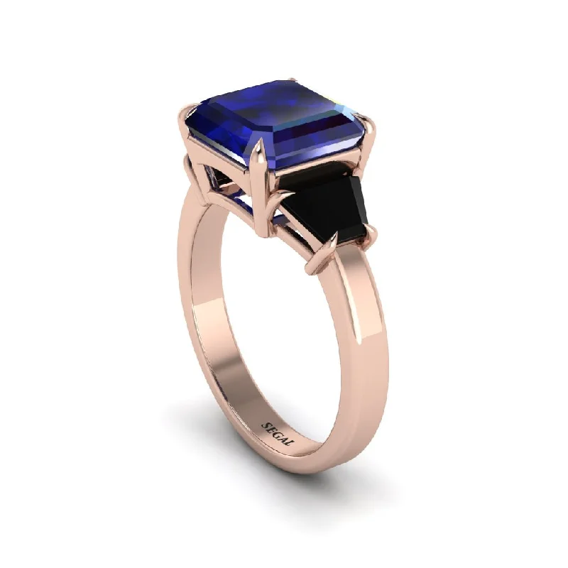 Women’s halo engagement ring with diamonds-Three Stone Sapphire Engagement Ring - Bethany No. 44