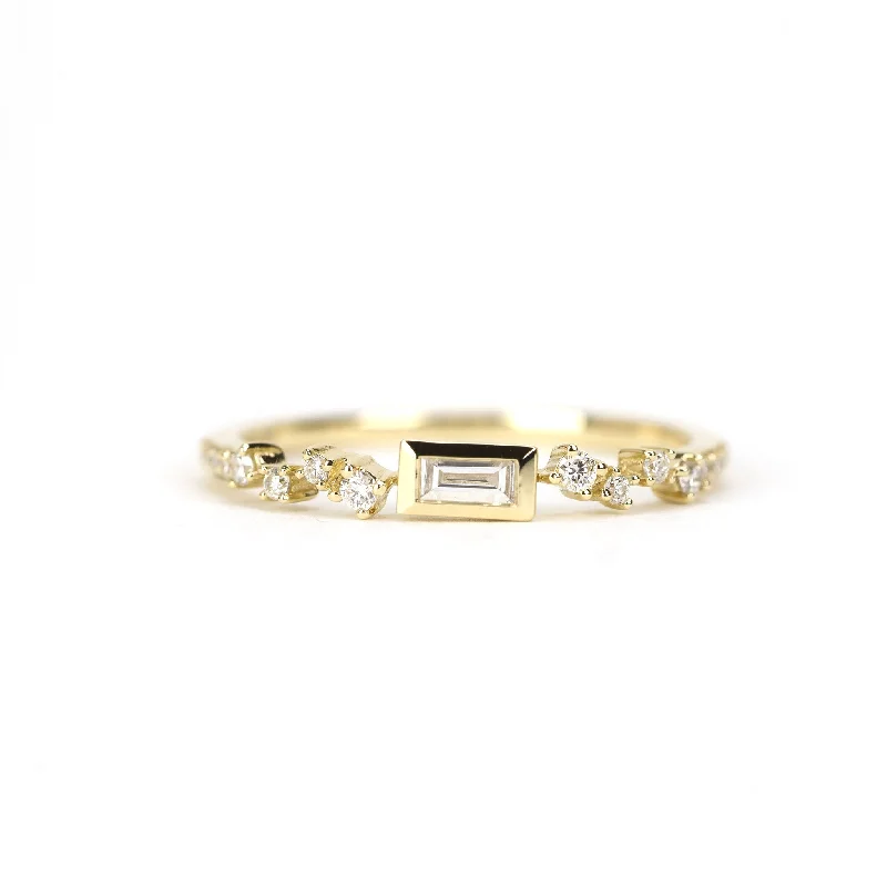 Women’s stackable wedding rings-Baguette Bezel Cluster Ring