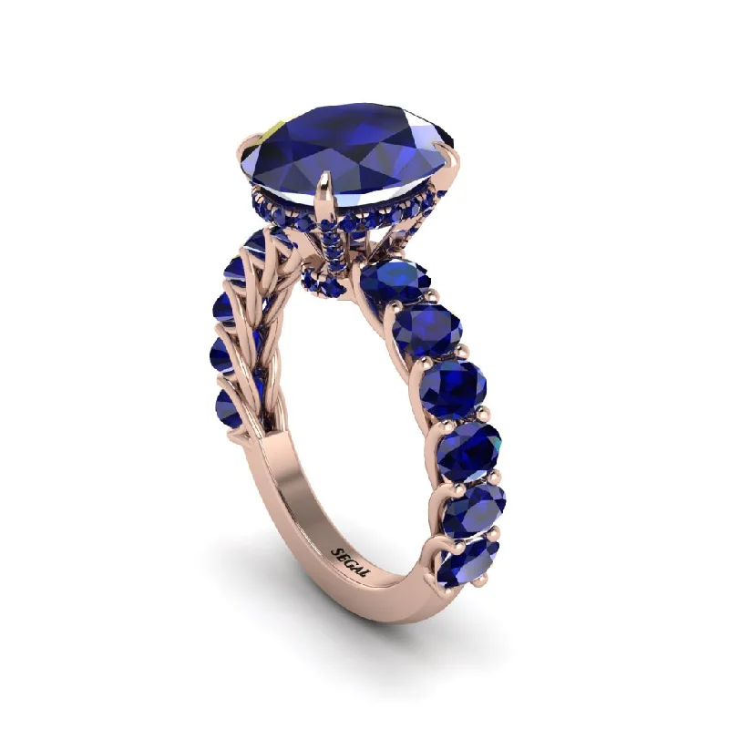 Women’s square diamond ring-4ct Oval Cut Sapphire Engagement Ring - Xena No. 74