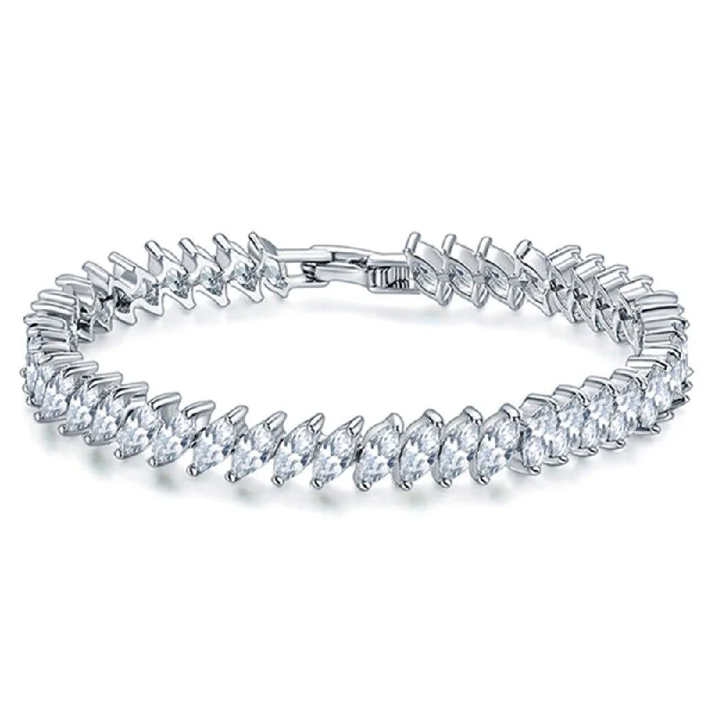 Women’s boho bracelet-Marquise Cubic Zirconia Tennis Bracelet with AAA+ Cubic Zirconia