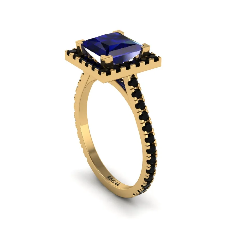 Women’s unique engagement ring setting-Princess-Cut Floating Halo Sapphire Engagement Ring - Candice No. 43