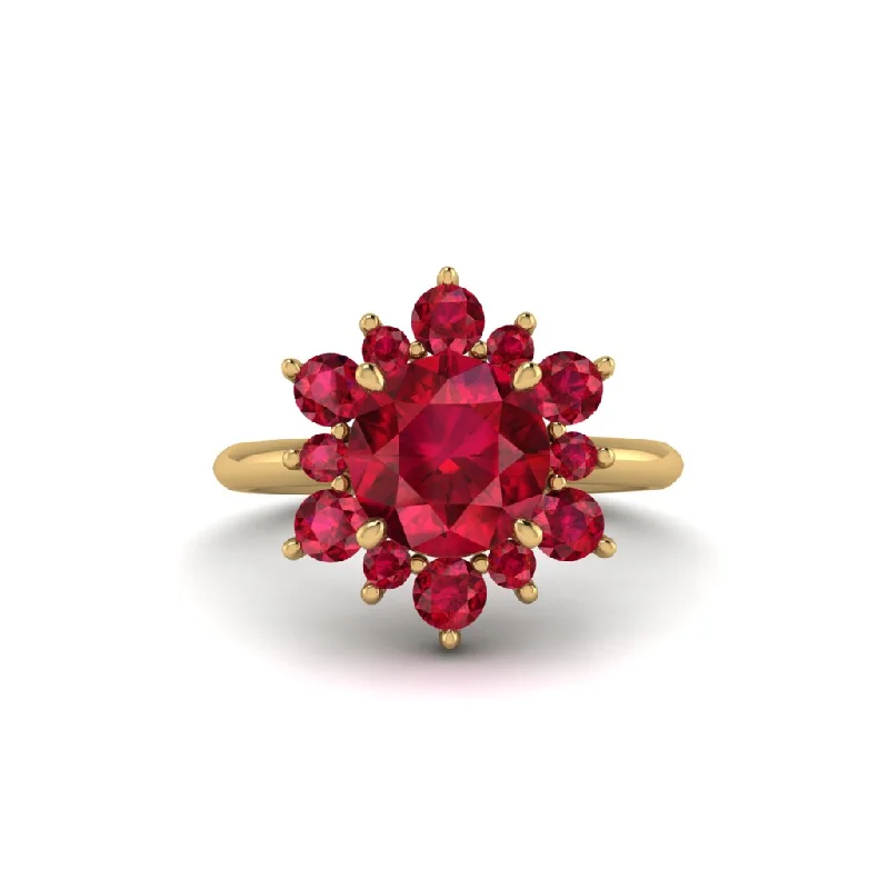 Women’s gemstone wedding ring-Vintage Ruby Snowflake Engagement Ring - Priscilla No. 55