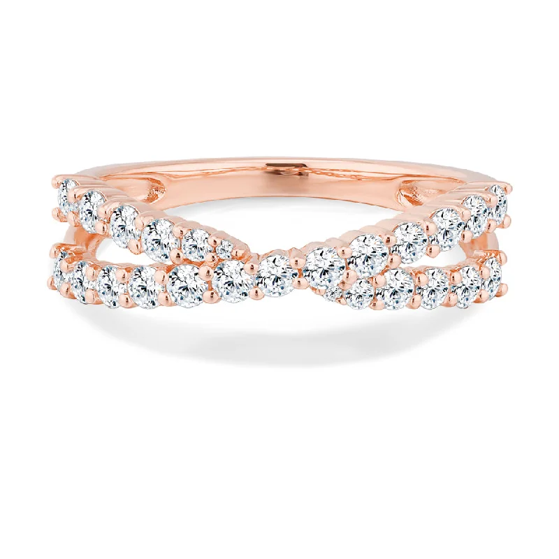 Women’s engraved wedding rings-Dress ring with 0.67 carats* of diamond simulants in 10 carat rose gold