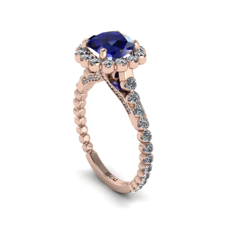 Women’s high-end engagement ring-Modern Sapphire Cushion Cut Engagement Ring - Uma No. 14