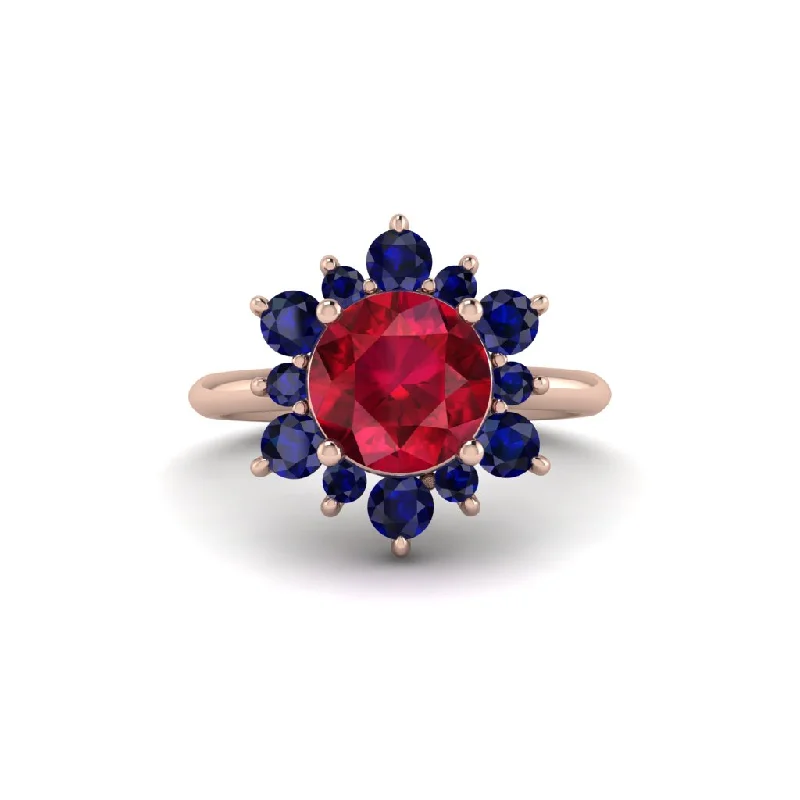 Women’s stylish diamond ring-Vintage Ruby Snowflake Engagement Ring - Priscilla No. 71